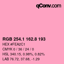 カラーコード: RGB 254.1 162.8 193 | qconv.com
