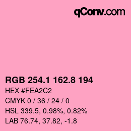 カラーコード: RGB 254.1 162.8 194 | qconv.com