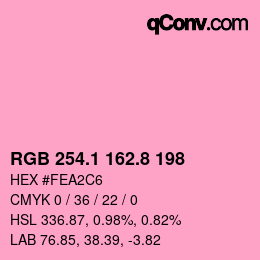 カラーコード: RGB 254.1 162.8 198 | qconv.com