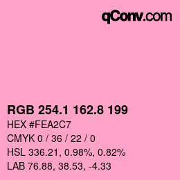 カラーコード: RGB 254.1 162.8 199 | qconv.com