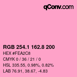 カラーコード: RGB 254.1 162.8 200 | qconv.com