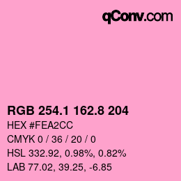 カラーコード: RGB 254.1 162.8 204 | qconv.com