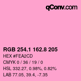 カラーコード: RGB 254.1 162.8 205 | qconv.com