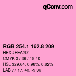 カラーコード: RGB 254.1 162.8 209 | qconv.com