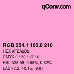 カラーコード: RGB 254.1 162.8 210 | qconv.com