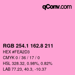 カラーコード: RGB 254.1 162.8 211 | qconv.com