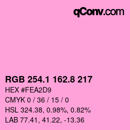 カラーコード: RGB 254.1 162.8 217 | qconv.com
