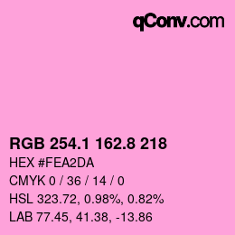 カラーコード: RGB 254.1 162.8 218 | qconv.com