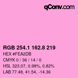 カラーコード: RGB 254.1 162.8 219 | qconv.com