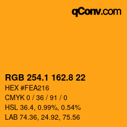 Code couleur: RGB 254.1 162.8 22 | qconv.com