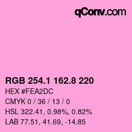 カラーコード: RGB 254.1 162.8 220 | qconv.com