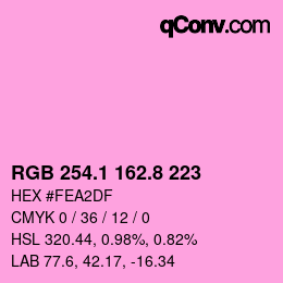 カラーコード: RGB 254.1 162.8 223 | qconv.com