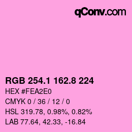 カラーコード: RGB 254.1 162.8 224 | qconv.com