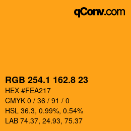Color code: RGB 254.1 162.8 23 | qconv.com
