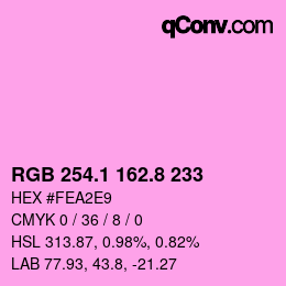 カラーコード: RGB 254.1 162.8 233 | qconv.com