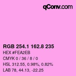 カラーコード: RGB 254.1 162.8 235 | qconv.com