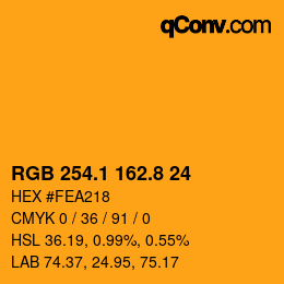 Color code: RGB 254.1 162.8 24 | qconv.com