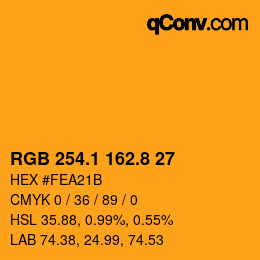Color code: RGB 254.1 162.8 27 | qconv.com