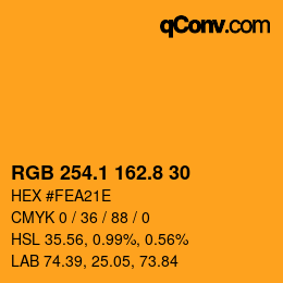 Color code: RGB 254.1 162.8 30 | qconv.com