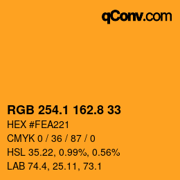 Color code: RGB 254.1 162.8 33 | qconv.com