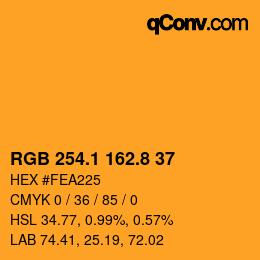 Color code: RGB 254.1 162.8 37 | qconv.com
