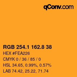 Color code: RGB 254.1 162.8 38 | qconv.com
