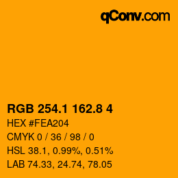 カラーコード: RGB 254.1 162.8 4 | qconv.com