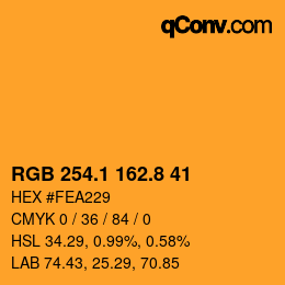 Color code: RGB 254.1 162.8 41 | qconv.com