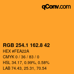 Color code: RGB 254.1 162.8 42 | qconv.com