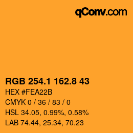 Color code: RGB 254.1 162.8 43 | qconv.com