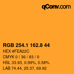 カラーコード: RGB 254.1 162.8 44 | qconv.com