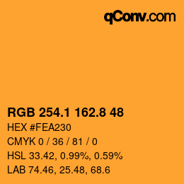 カラーコード: RGB 254.1 162.8 48 | qconv.com