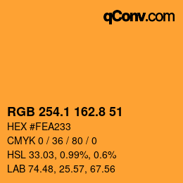 Color code: RGB 254.1 162.8 51 | qconv.com