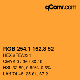 Color code: RGB 254.1 162.8 52 | qconv.com