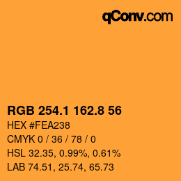 Código de color: RGB 254.1 162.8 56 | qconv.com