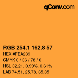 Color code: RGB 254.1 162.8 57 | qconv.com