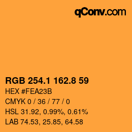 カラーコード: RGB 254.1 162.8 59 | qconv.com