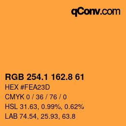 Color code: RGB 254.1 162.8 61 | qconv.com