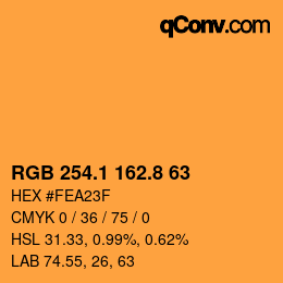 カラーコード: RGB 254.1 162.8 63 | qconv.com