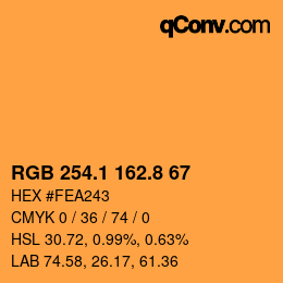 カラーコード: RGB 254.1 162.8 67 | qconv.com