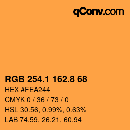 カラーコード: RGB 254.1 162.8 68 | qconv.com