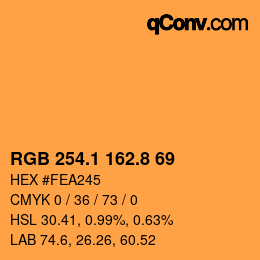 カラーコード: RGB 254.1 162.8 69 | qconv.com
