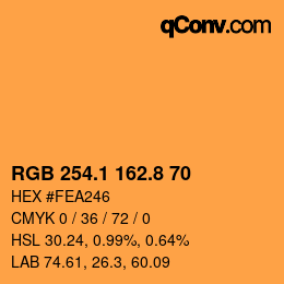 Color code: RGB 254.1 162.8 70 | qconv.com