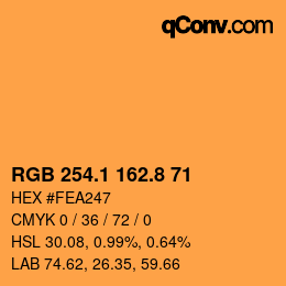 Código de color: RGB 254.1 162.8 71 | qconv.com
