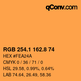 Color code: RGB 254.1 162.8 74 | qconv.com