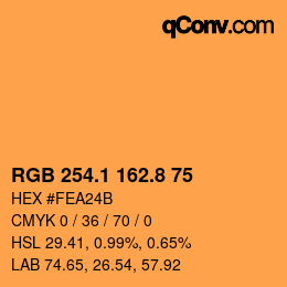 Farbcode: RGB 254.1 162.8 75 | qconv.com