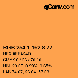 Color code: RGB 254.1 162.8 77 | qconv.com