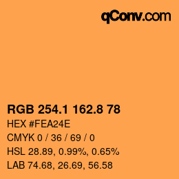 Farbcode: RGB 254.1 162.8 78 | qconv.com