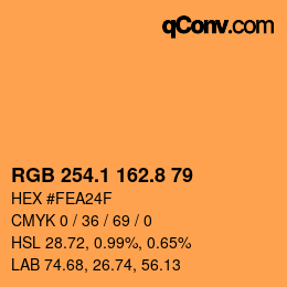 Color code: RGB 254.1 162.8 79 | qconv.com