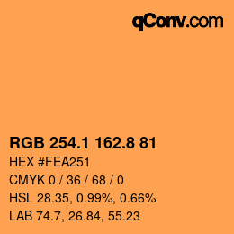 Código de color: RGB 254.1 162.8 81 | qconv.com